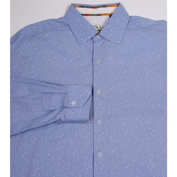 Robert Graham Blue Floral Button Up Dress Shirt Men's Large - Picture 1 of 9